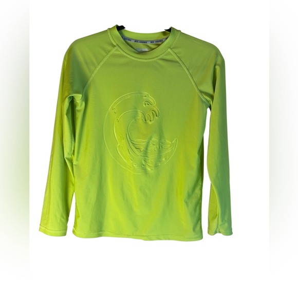 Reef Legends Boys XL 16 Rash Guard Lime Green Wave Sun Shirt UPF 50+ Performance - Picture 2 of 11